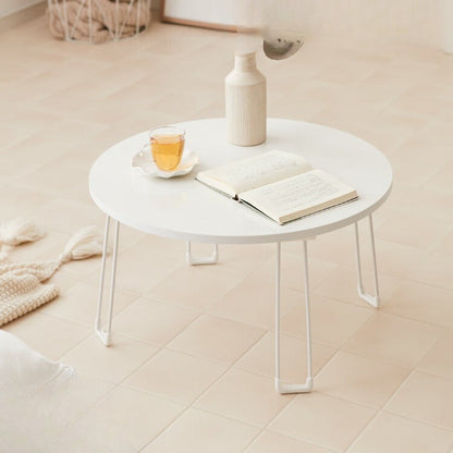 【roomnhome×リコメン堂】センターテーブル 丸型 白 60cm 折りたたみ おしゃれ 韓国インテリア 耐荷重 約20kg ローテーブル【限定商品】かわいい シンプル インテリア モダン(代引不可)