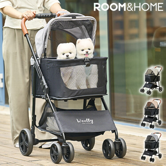 roomnhome EASY ペットカート フォールディング ワイド ペットキャリー 折りたたみ 多頭 犬カート 小型犬 中型犬 ペット用 カート おでかけ 散歩 犬 いぬ イヌ ドッグ 猫 ねこ ネコ キャット(代引不可)