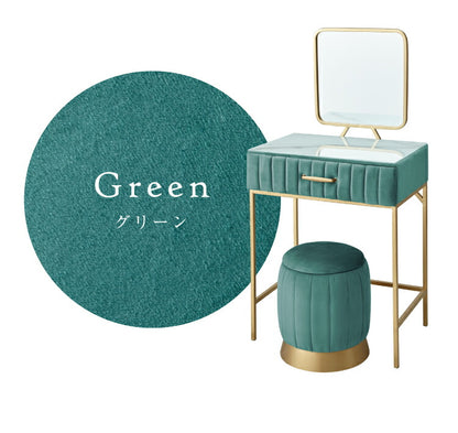 ドレッサー ベロア調 幅60 スクエアタイプ くすみカラー おしゃれ 姫系 かわいい 北欧風 韓国インテリア 収納スツール ベルベット調 鏡台 化粧台 コスメ台 ピンク グリーン グレー(代引不可)