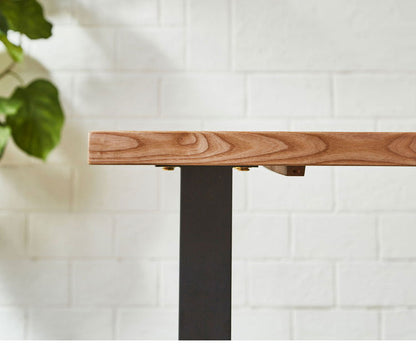 ダイニングテーブル 150cm幅 単品 一枚板風 耳付き オーク ウォールナット 天然木 突板 木目 4人掛け 4人用 モダン おしゃれ 北欧 鉄脚 アイアン レトロ シャカ テーブル 机 インテリア(代引不可)