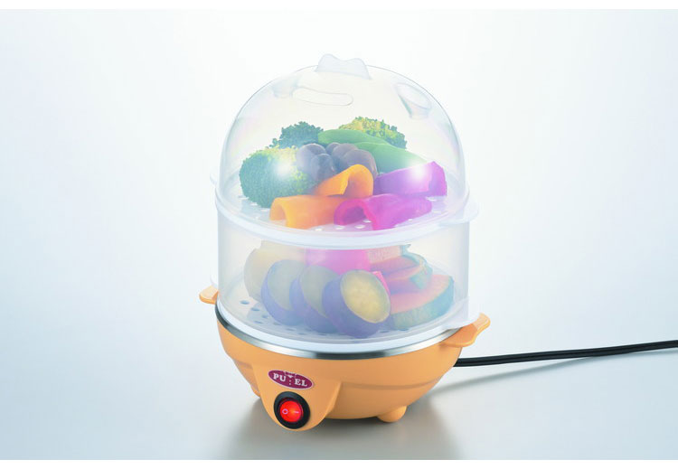 タマハシ 蒸し器 スチーマー 2段 蒸し機 小さい 電気 小さめ ステンレス おしゃれ 調理器具 そのまま食卓 調理家電 料理用 手軽 一人暮らし 一人用 温野菜 小型 蒸し野菜 二段