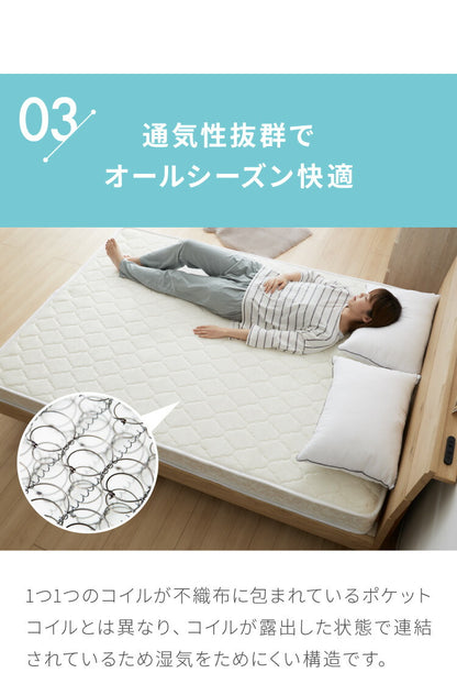 ボンネルコイル マットレス シングル 厚さ14cm 圧縮梱包 ホワイト 通気性 硬め ベッド ボンネルコイルロールマットレス ボンネル コイル スプリング ベッドマット マット 厚み14cm ロール梱包