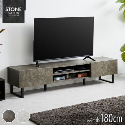 テレビボード ストーン調 幅180cm フラップ扉2杯テレビ台 180 ローボード ロータイプ TVボード TV台 セラミック調 グレー テレビラック AVラック リビング収納 おしゃれ テレビラック AVラック