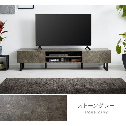 テレビボード ストーン調 幅180cm フラップ扉2杯テレビ台 180 ローボード ロータイプ TVボード TV台 セラミック調 グレー テレビラック AVラック リビング収納 おしゃれ テレビラック AVラック