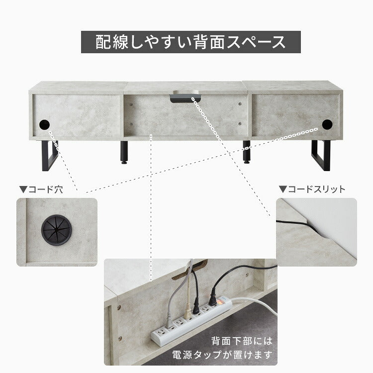 テレビボード ストーン調 幅180cm ガラス窓 フラップ扉2杯テレビ台 180 ローボード ロータイプ TVボード TV台 セラミック調 グレー 引き出し テレビラック AVラック リビング収納 テレビラック