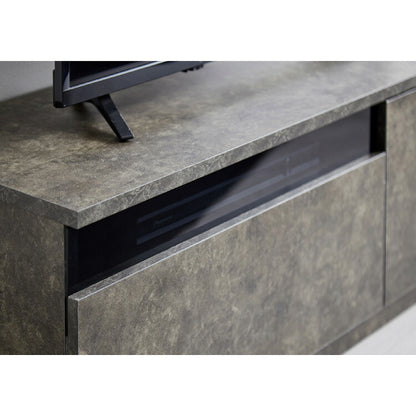 テレビボード ストーン調 幅100cm ガラス窓 引き出し付き テレビ台 100 ローボード ロータイプ TVボード TV台 セラミック調 グレー 引き出し テレビラック AVラック リビング収納 テレビラック