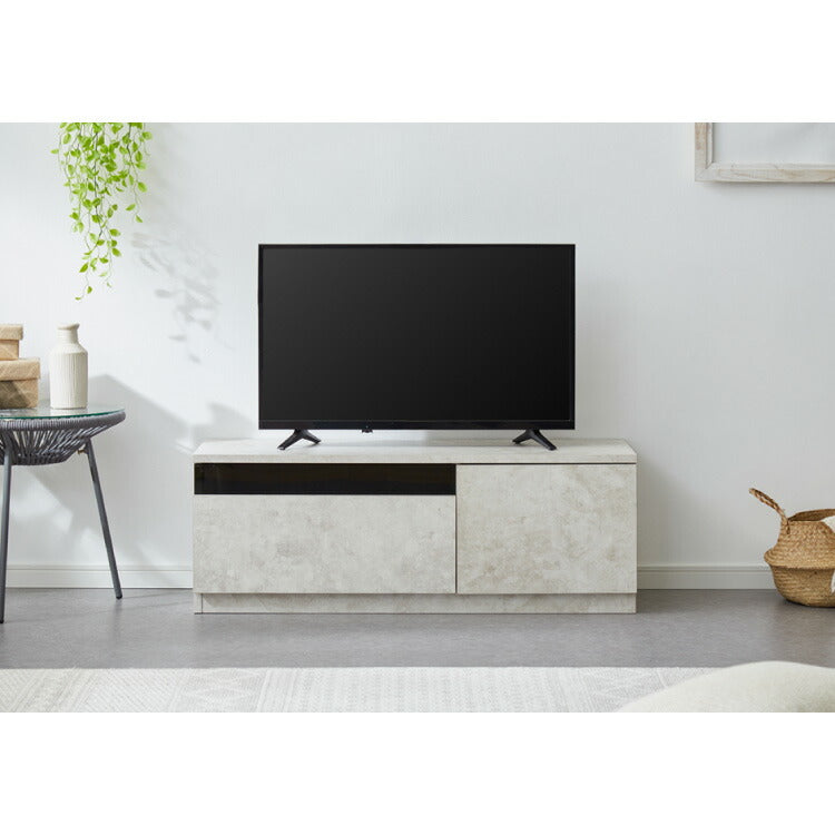 テレビボード ストーン調 幅120cm ガラス窓 引き出し付き テレビ台 120