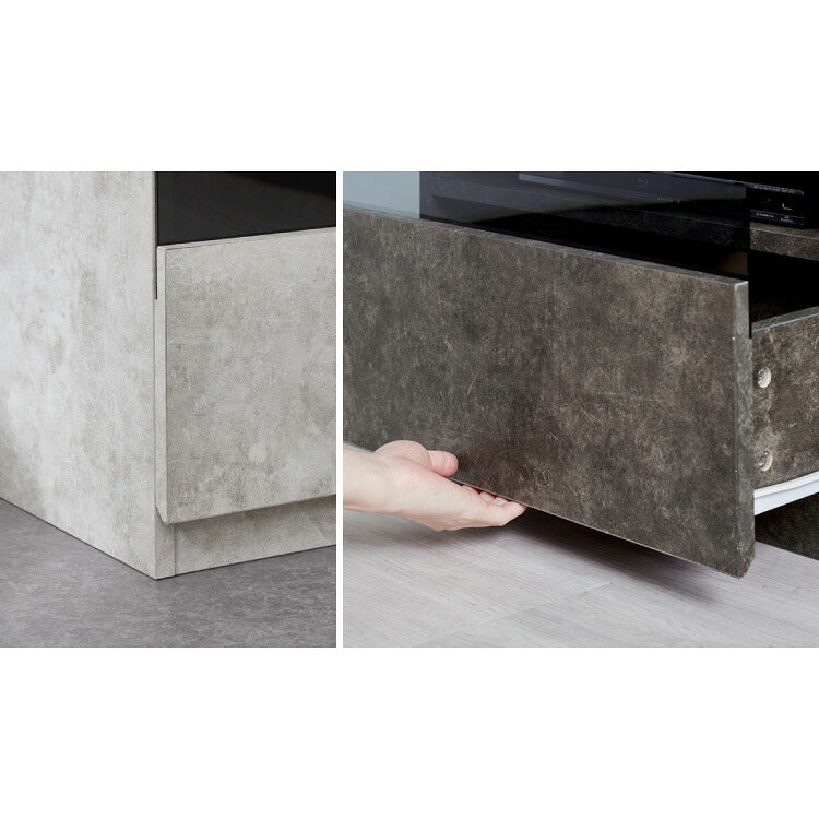 テレビボード ストーン調 幅120cm ガラス窓 引き出し付き テレビ台 120 ローボード ロータイプ TVボード TV台 セラミック調 グレー 引き出し テレビラック AVラック リビング収納 テレビラック