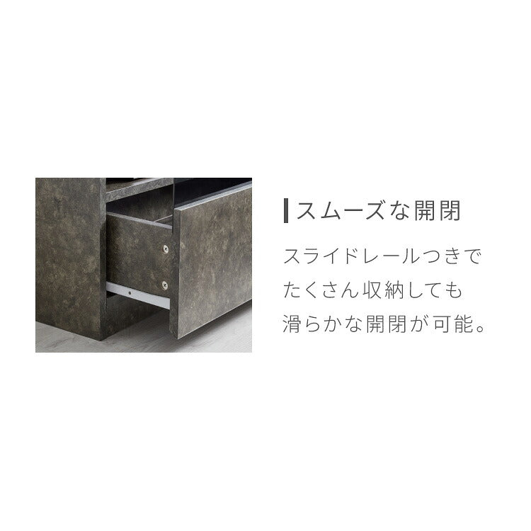 テレビボード ストーン調 幅120cm ガラス窓 引き出し付き テレビ台 120 ローボード ロータイプ TVボード TV台 セラミック調 グレー 引き出し テレビラック AVラック リビング収納 テレビラック