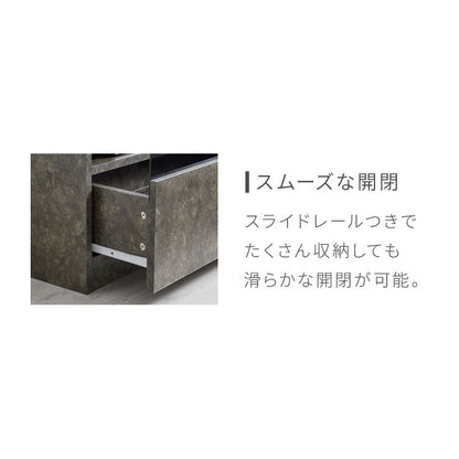 テレビボード ストーン調 幅120cm ガラス窓 引き出し付き テレビ台 120 ローボード ロータイプ TVボード TV台 セラミック調 グレー 引き出し テレビラック AVラック リビング収納 テレビラック