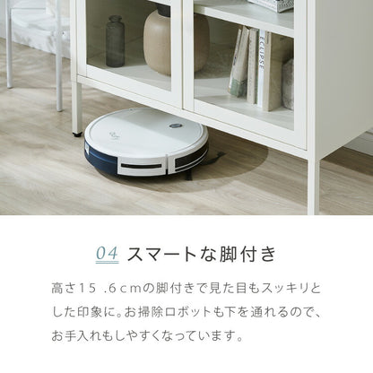 ディスプレイラック 幅80cm ガラス扉 スチール製 キャビネット 脚付き サイドボード 見せる収納 コレクションラック コレクションケース スチールラック 白 ホワイト 可愛い かわいい(代引不可)