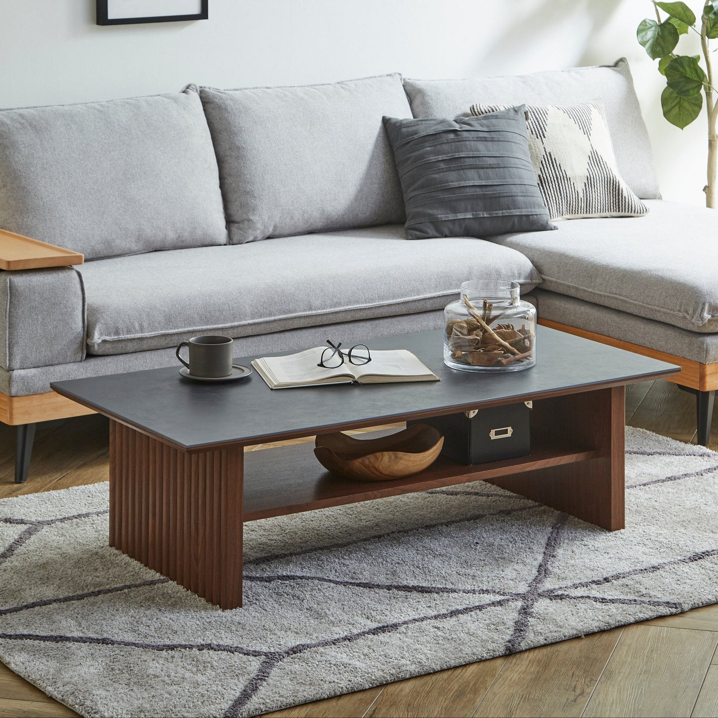 テーブル センターテーブル セラミック 幅120cm ローテーブル 120×60cm 棚付き 収納付き ジャパンディ モダンデザイン 石目調 大理石風 おしゃれ 傷に強い 熱に強い モダン ホテル 北欧 縦格子(代引不可)