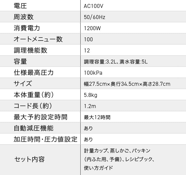 siroca シロカ 電気圧力鍋 おうちシェフ PRO L スマートプレッシャー技術 1台12役 予約プログラム 発酵 甘酒 圧力糖質オフ炊飯 電気圧力鍋 SP-5D151