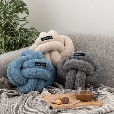ボールクッション クッション 韓国 おしゃれ かわいい フロアクッション 結び目 ロープ インテリア 雑貨 北欧 柔らかい ベージュ ブルー グレー(代引不可)