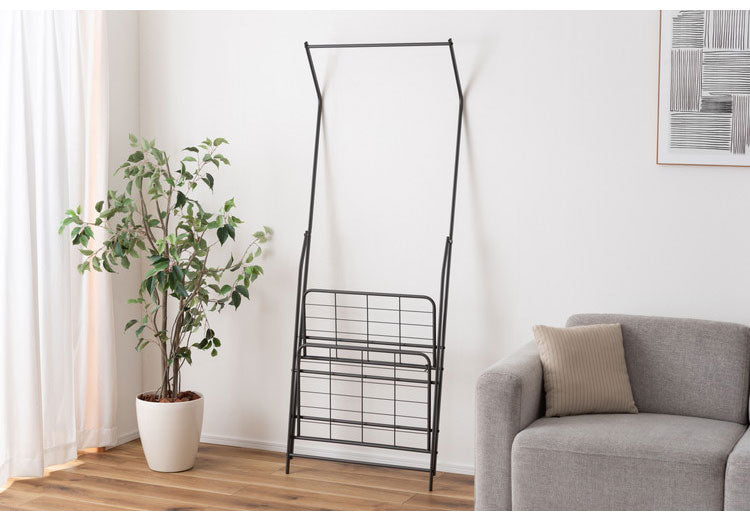 ハンガーラック MIP-58 東谷 部屋干し スリム 棚板付き 2段 コンパクト 幅60cm 省スペース 薄型 スチール 玄関 リビング 洋服掛け 衣類収納 ホワイト 押し入れ 軽量 推し活 ランドセル(代引不可)