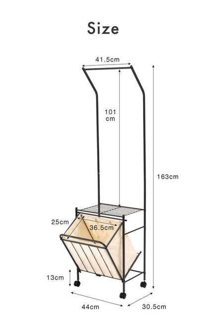 ランドリーハンガー 幅44cm スチール シンプル インテリア 北欧 おしゃれ リビング ダイニング 収納 洗面所 キャスター付き 組み立て式 物干し 屋内 部屋干し スリム コンパクト 省スペース(代引不可)