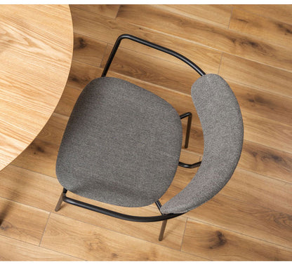 チェア チェアー ダイニングチェア 椅子 イス いす おしゃれ 布地 ファブリック スチール グレー グリーン ベージュ 固定脚 リビング ダイニング 背もたれ アームレスト 肘付き 曲線(代引不可)