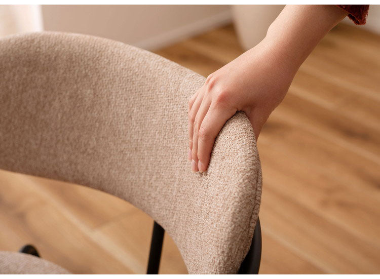 チェア チェアー ダイニングチェア 椅子 イス いす おしゃれ 布地 ファブリック スチール グレー グリーン ベージュ 固定脚 リビング ダイニング 背もたれ アームレスト 肘付き 曲線(代引不可)