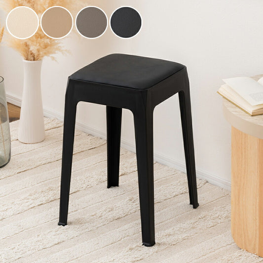 スタッキングスツール ミドルタイプ 積み重ね スタッキング チェア 椅子 シンプル 腰掛 ポリプロピレン 背もたれなし 完成品 省スペース 来客用 モダン 椅子 玄関 黒 ブラック(代引不可)