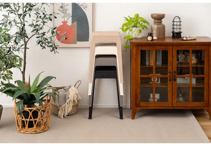 スタッキングスツール ミドルタイプ 積み重ね スタッキング チェア 椅子 シンプル 腰掛 ポリプロピレン 背もたれなし 完成品 省スペース 来客用 モダン 椅子 玄関 黒 ブラック(代引不可)