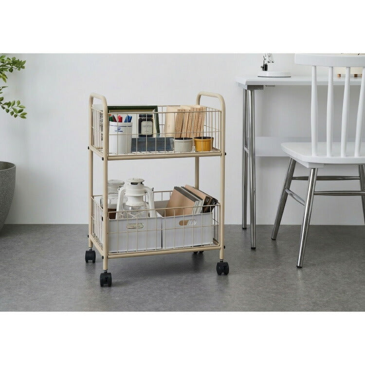 スチールワゴン 幅46cm 高さ65cm 収納ワゴン キッチンワゴン キャスター付き 棚 ラック アクセント 青 ブルー 差し色 ブルーインテリア 韓国インテリア 可愛い かわいい おしゃれ(代引不可)
