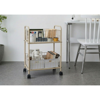 スチールワゴン 幅46cm 高さ65cm 収納ワゴン キッチンワゴン キャスター付き 棚 ラック アクセント 青 ブルー 差し色 ブルーインテリア 韓国インテリア 可愛い かわいい おしゃれ(代引不可)