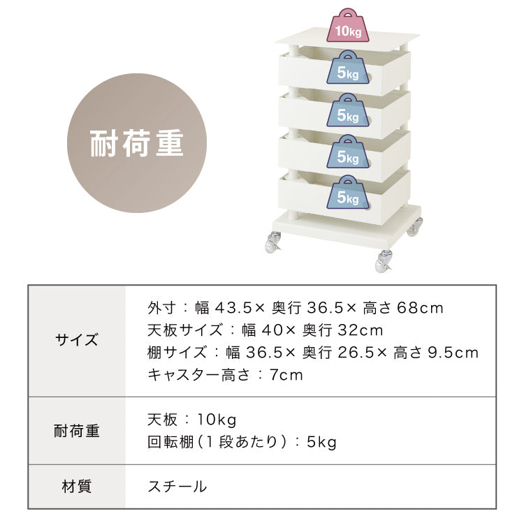 ALNOA アルノア 天板付き回転ワゴン 4段 キャスター付き ワゴン 回転 回転式 ファイルワゴン キッチンワゴン サイドテーブル スリム ドロワー ファイルラック すき間収納 隙間収納 おしゃれ