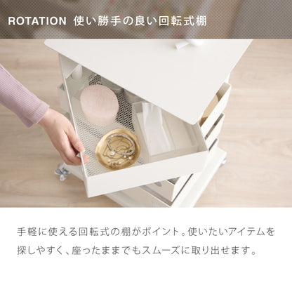 ALNOA アルノア 天板付き回転ワゴン 4段 キャスター付き ワゴン 回転 回転式 ファイルワゴン キッチンワゴン サイドテーブル スリム ドロワー ファイルラック すき間収納 隙間収納 おしゃれ