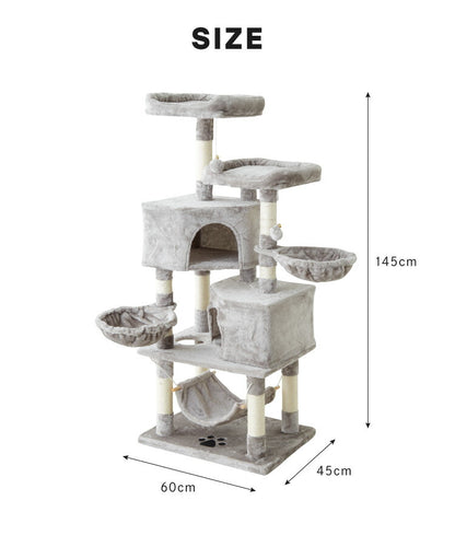 キャットタワー おしゃれ 据え置き 多頭飼い ハンモック付き キャットハウス 爪とぎ  おもちゃ 転倒防止 ペット 猫 ねこ タワー 麻紐 猫用品 ペット用品 頑丈 安定 室内 運動不足 ストレス解消 猫タワー 爪研ぎ 麻紐 ねこ 猫 ネコ