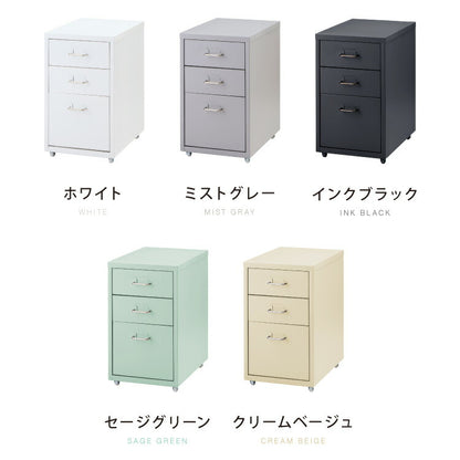 Roomnhome デスクワゴン 3段 キャビネット キャスター付き オフィスワゴン 書類ケース サイドワゴンキャビネット 縦型ファイルキャビネット キャスター付き 可動式キャビネット 韓国インテリア