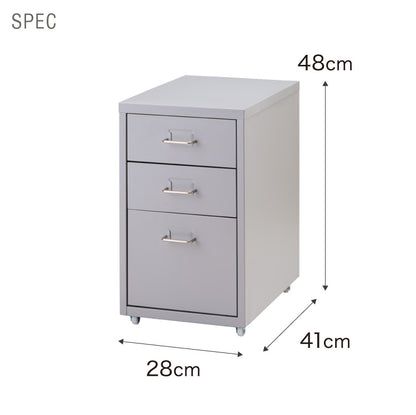 Roomnhome デスクワゴン 3段 キャビネット キャスター付き オフィスワゴン 書類ケース サイドワゴンキャビネット 縦型ファイルキャビネット キャスター付き 可動式キャビネット 韓国インテリア