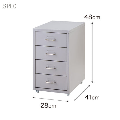 Roomnhome デスクワゴン 4段 キャビネット キャスター付き オフィスワゴン 書類ケース サイドワゴンキャビネット 縦型ファイルキャビネット キャスター付き 可動式キャビネット 韓国インテリア