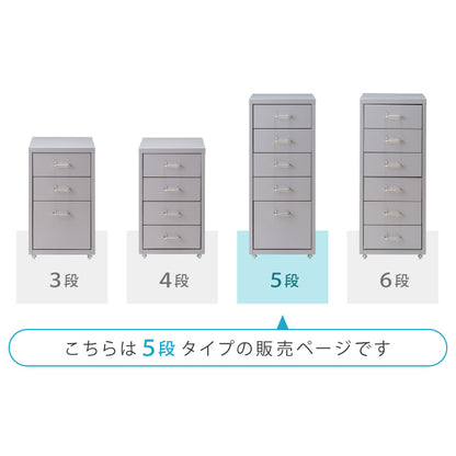 Roomnhome デスクワゴン 5段 キャビネット キャスター付き オフィスワゴン 書類ケース サイドワゴンキャビネット 縦型ファイルキャビネット キャスター付き 可動式キャビネット 韓国インテリア