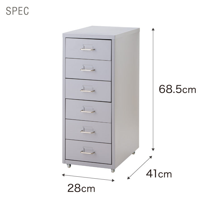 Roomnhome デスクワゴン 6段 キャビネット キャスター付き オフィスワゴン 書類ケース サイドワゴンキャビネット 縦型ファイルキャビネット キャスター付き 可動式キャビネット 韓国インテリア