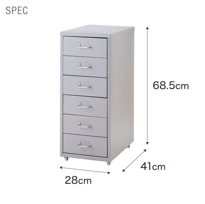 Roomnhome デスクワゴン 6段 キャビネット キャスター付き オフィスワゴン 書類ケース サイドワゴンキャビネット 縦型ファイルキャビネット キャスター付き 可動式キャビネット 韓国インテリア