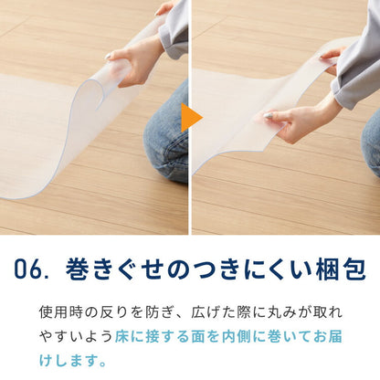 ダイニングマット 透明 クリア 撥水 180×180cm 厚さ1.5cm 厚手 PVC エンボス加工 透明 防水 めくれにくい 吸着 フリーカット フロアマット チェアマット キッチンマット テーブルマット ノンホルム 傷防止 反射防止