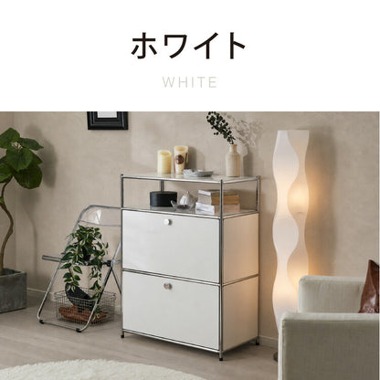 ALNOA アルノア モジュールラック 幅76cm 扉付き ミッドセンチュリー キャビネット サイドボード スチール 収納ラック モジュール 家具 棚 スチール棚 スチールラック 韓国インテリア 北欧