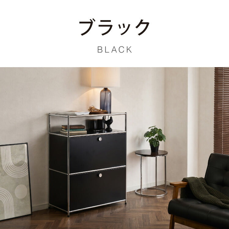 ALNOA アルノア モジュールラック 幅76cm 扉付き ミッドセンチュリー キャビネット サイドボード スチール 収納ラック モジュール 家具 棚 スチール棚 スチールラック 韓国インテリア 北欧