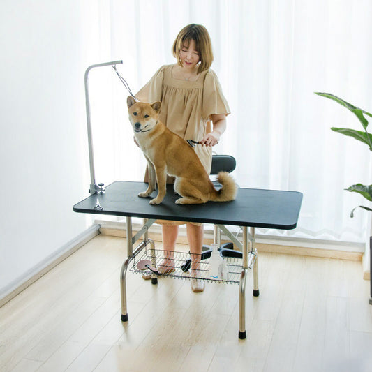 トリミングテーブル 折りたたみ 大型 幅120cm 収納カゴ付き 高さ調節 外付けアーム トリミング台 トリミング 犬用 猫用 テーブル ペット用 グルーミング カット ブラッシング 爪切り お手入れ トリマー 犬 猫 ペット用品