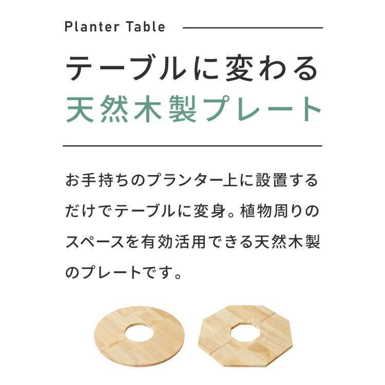 天然木 プランターテーブル 幅50cm 円形 八角形 ラバーウッド 木製 天板 プレート ナチュラル 北欧 サイドテーブル 小物置き 目隠し 鉢土隠し 鉢カバー サークル オクタゴン 観葉植物 植木鉢 鉢植え(代引不可)