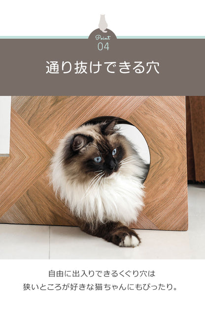 爪とぎ 猫 段ボール 階段型 ペットステップ つめとぎ キャットハウス マタタビ付き 爪とぎハウス 木目調 ナチュラル シンプル おしゃれ インテリア 爪研ぎ ダンボール かわいい ユニーク あそべる