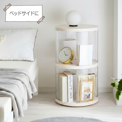 回転式本棚 2段 絵本 大容量 スリム 本棚 回転 収納ラック 回転本棚 絵本ラック 絵本棚 図鑑 シェルフ コミックラック マガジンラック ディスプレイラック CDラック スペパ 組立簡単 おしゃれ