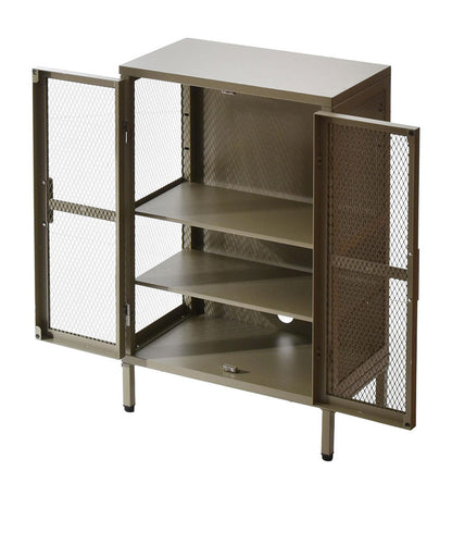 ワイドメッシュキャビネット スチール製3段ラック スチールキャビネット メッシュラック アメリカンヴィンテージ風収納ラック 見せる収納 おしゃれキャビネット 省スペース収納 組立式家具(代引不可)