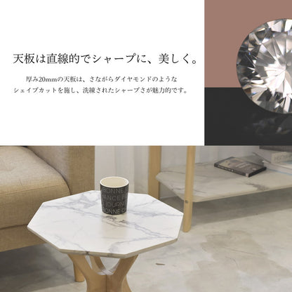 COLLET サイドテーブル ベッド ソファ 丸 ベッドサイド マーブル 大理石調 おしゃれ わき机 袖机 アンティーク 韓国 コンパクト 天然木(代引不可)