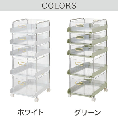 韓国風 ワゴン キッチン 事務に便利な 5段 ONLS0134 リビング収納 W 270 × D 365 × H 700 mm キッチンワゴン キャスター付き 引き出し収納ボックス チェストワゴン 収納(代引不可)