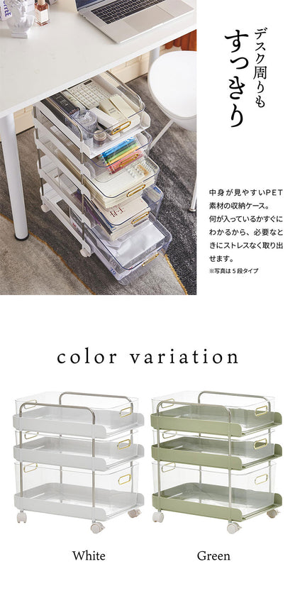 フェミニワゴン 3段 収納ワゴン リビング収納 ワゴンラック プラスチック収納 韓国風収納 韓国インテリア エレガント収納 おしゃれ収納ラック 工具不要 組立簡単 ワゴン収納