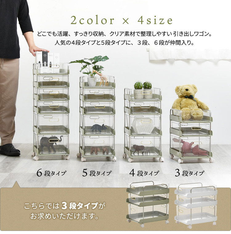 フェミニワゴン 3段 収納ワゴン リビング収納 ワゴンラック プラスチック収納 韓国風収納 韓国インテリア エレガント収納 おしゃれ収納ラック 工具不要 組立簡単 ワゴン収納