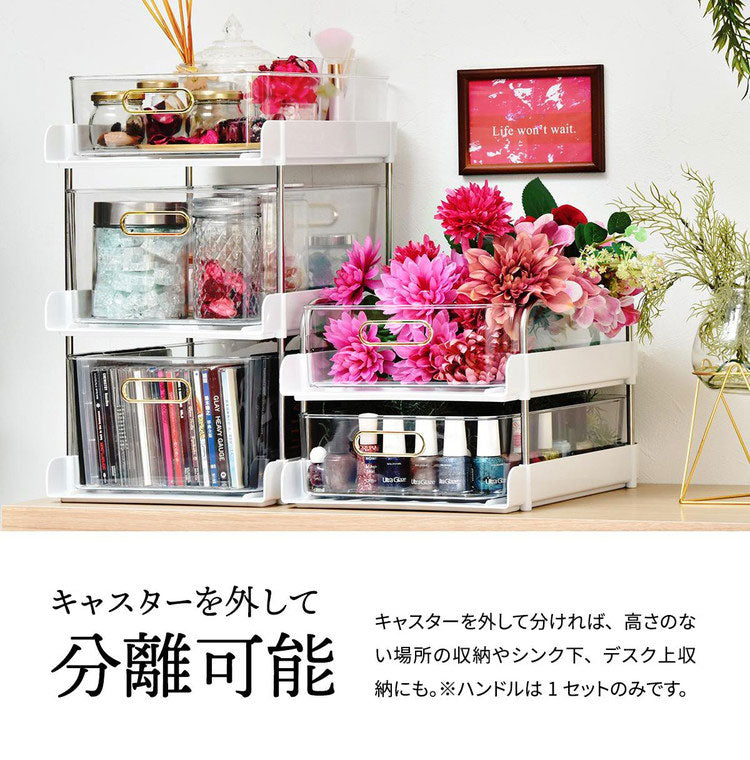 フェミニワゴン 6段 収納ワゴン リビング収納 ワゴンラック プラスチック収納 韓国風収納 韓国インテリア エレガント収納 おしゃれ収納ラック 工具不要 組立簡単 ワゴン収納 引き出し付き収納