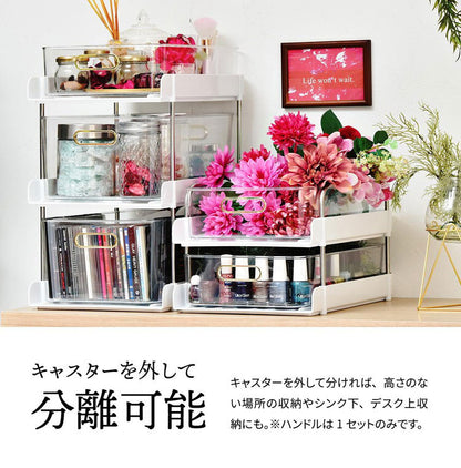 フェミニワゴン 6段 収納ワゴン リビング収納 ワゴンラック プラスチック収納 韓国風収納 韓国インテリア エレガント収納 おしゃれ収納ラック 工具不要 組立簡単 ワゴン収納 引き出し付き収納