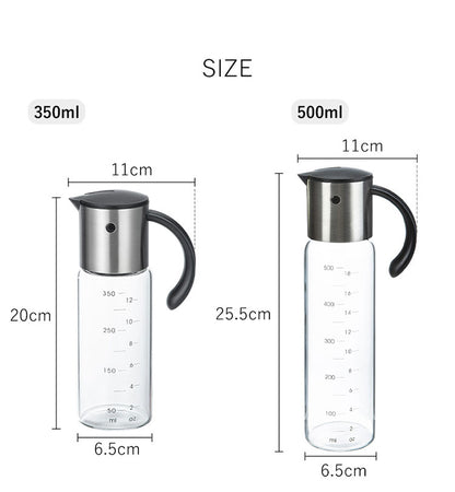 オイルボトル 500ml オイル&ビネガー ビネガーボトル ドレッシングボトル ガラス ガラスボトル 食洗機対応 液だれしない自動開閉 使いやすい オイル ビネガー 調味料 詰め替えボトル 分解可能